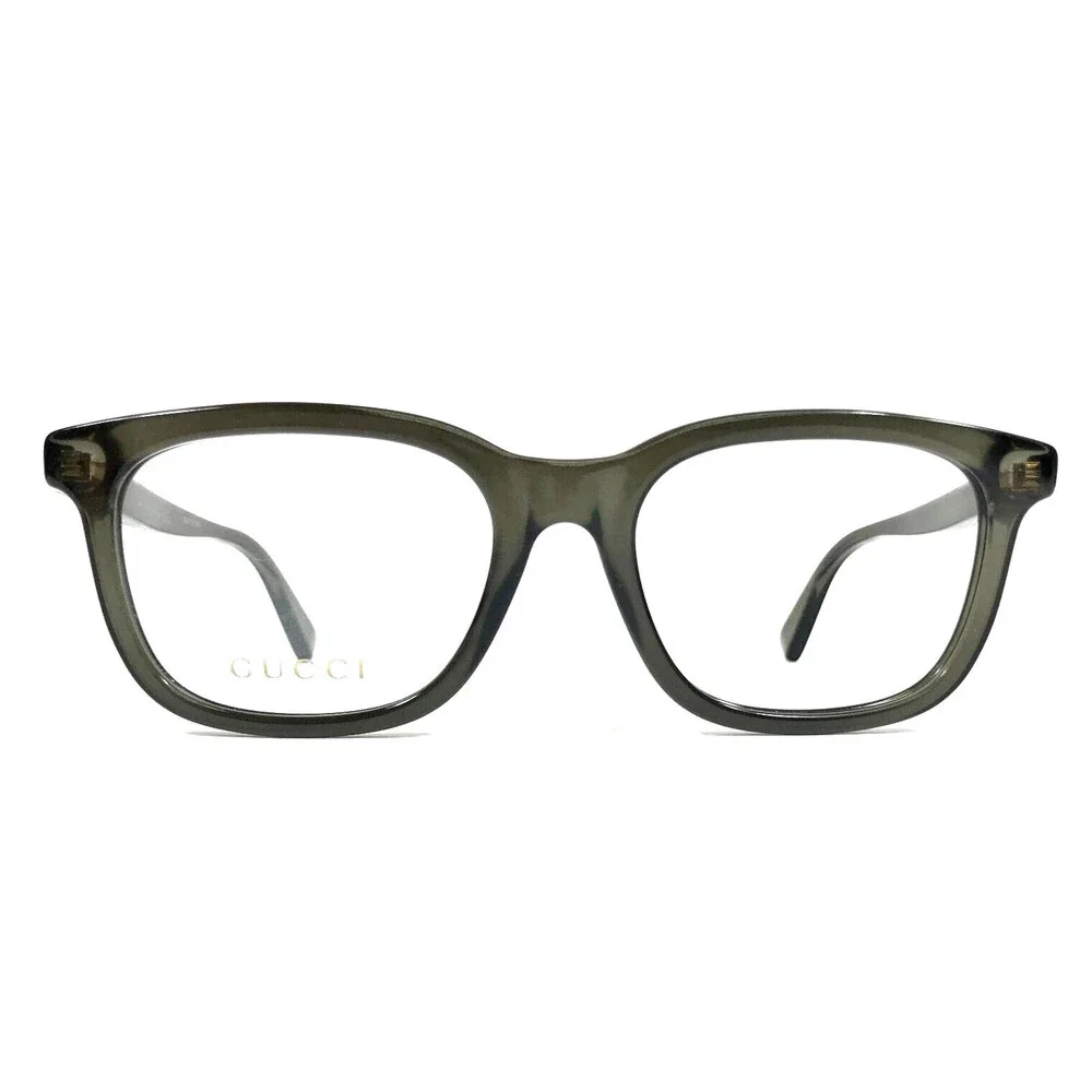 Gucci Eyeglasses Frames GG0938O 005 Olive Green Crystal Gold Square 53-19-145
